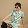 Vize Abstract Mint GreenCo-Ords Regular Size Co-Ords Bushirt   