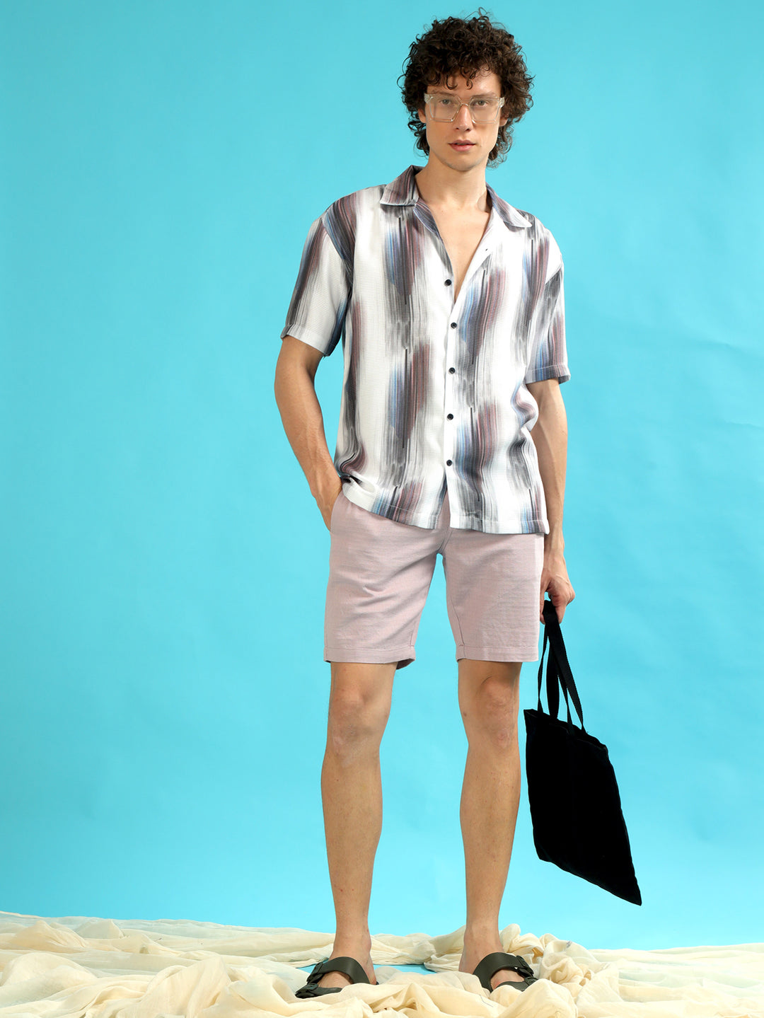 Color Striped White Oversize Shirt Oversize Printed Shirt Bushirt   