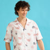 Color Drop White Oversize Shirt Oversize Printed Shirt Bushirt   