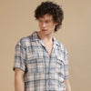 Tartan Square Cream Checks Oversize Shirt Oversize Printed Shirt Bushirt   