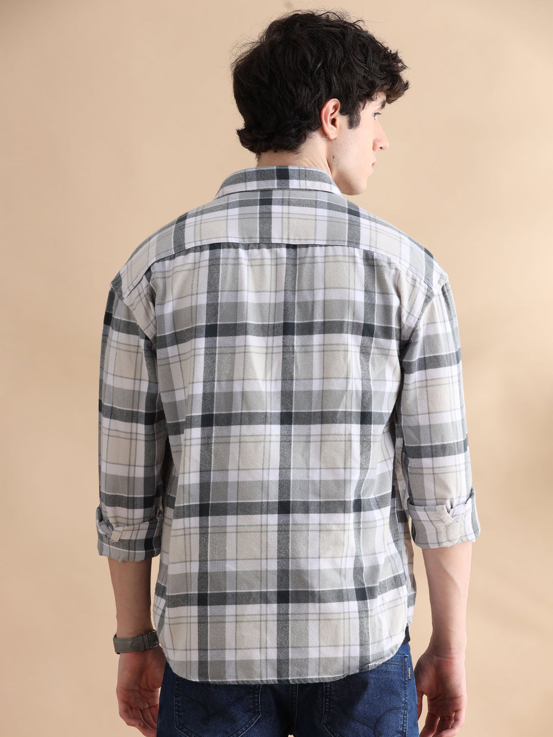 Matrix Ivory Checks Oversize Shackets Shackets Bushirt   