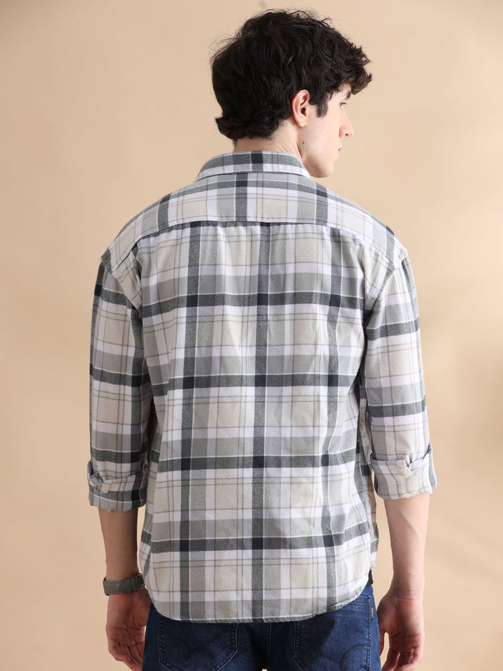 Matrix Ivory Checks Oversize Shackets Shackets Bushirt   