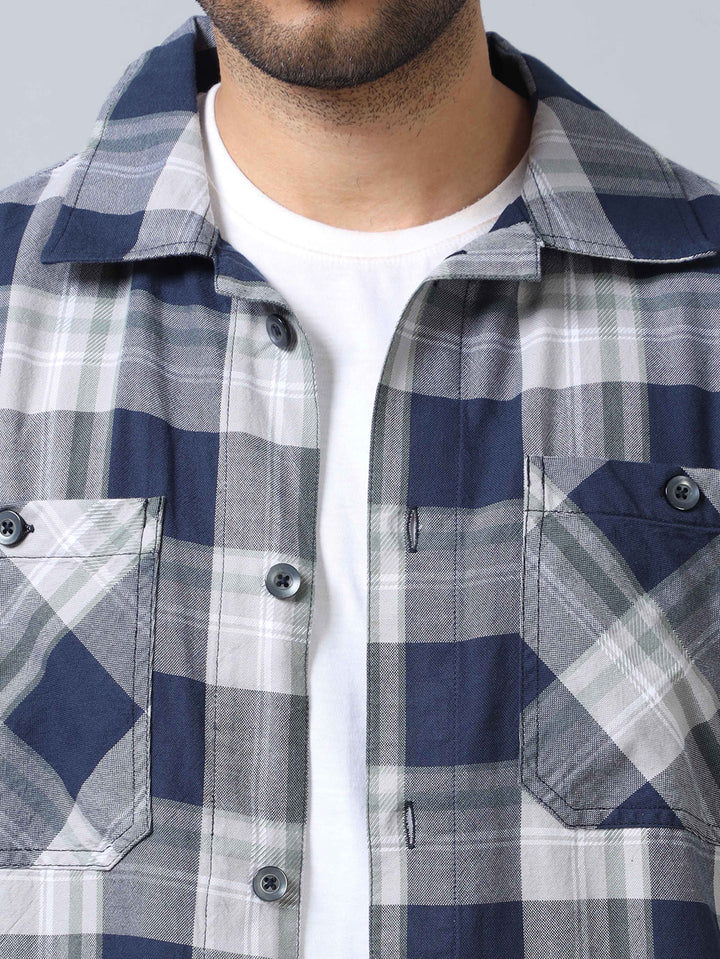 Blue Checked Shacket Shackets Bushirt   