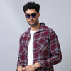 Wine Checked Shacket Shackets Bushirt   