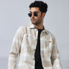Beige Checked Shacket Shackets Bushirt   