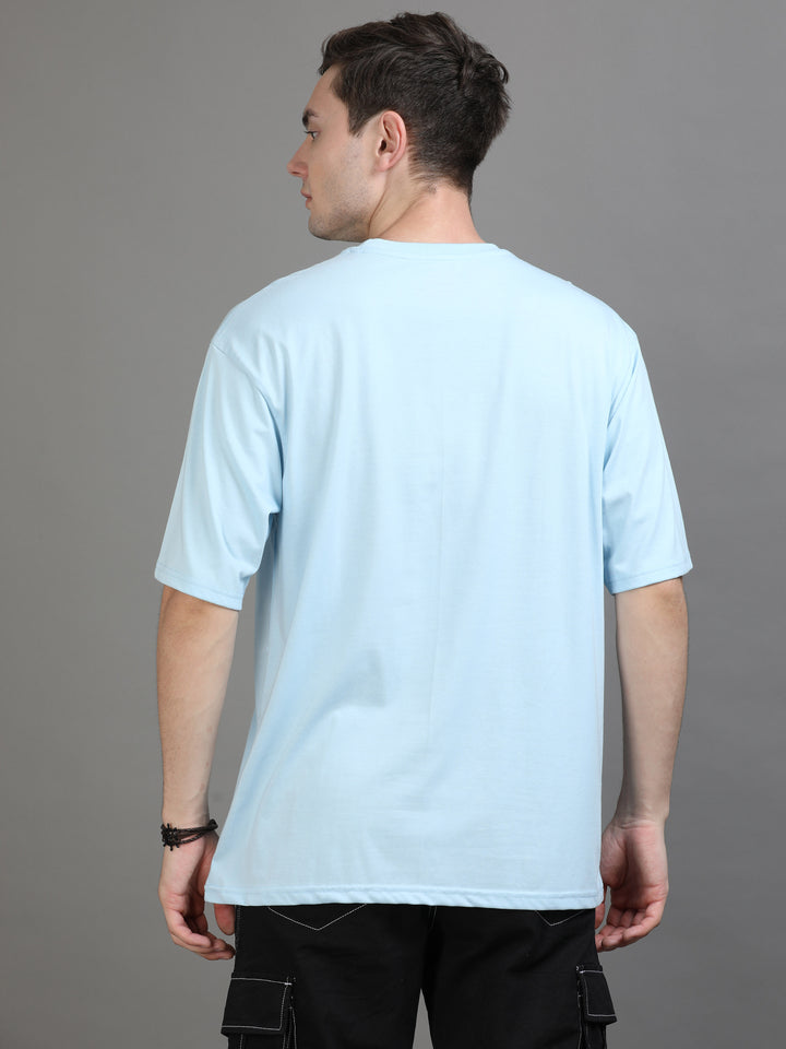 Sky Blue Oversize Solid T-Shirt Oversize T-Shirt Bushirt   