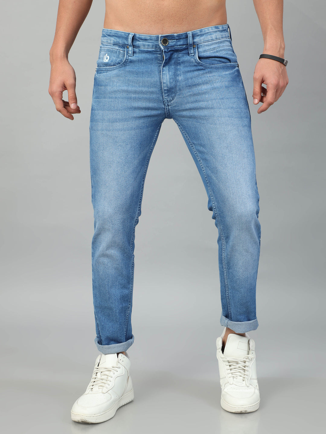 Light Blue Solid Slim Fit Jeans Jeans Bushirt   