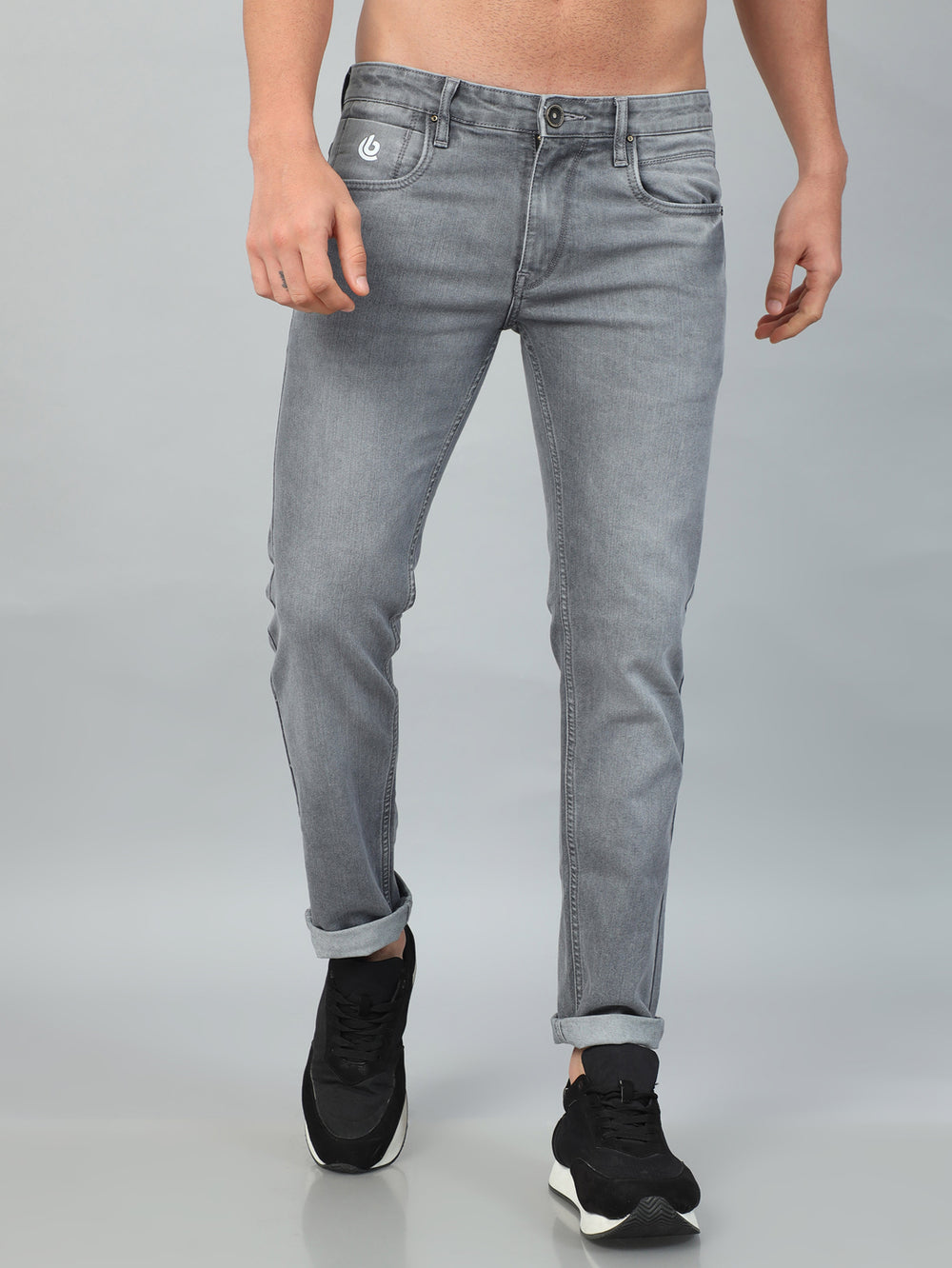 Stone Grey Solid Slim Fit Jeans Jeans Bushirt   