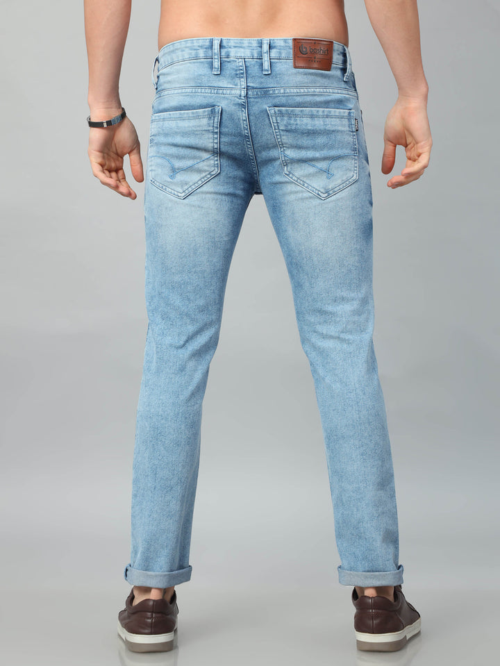 Ice Blue Solid Slim Fit Jeans Jeans Bushirt   