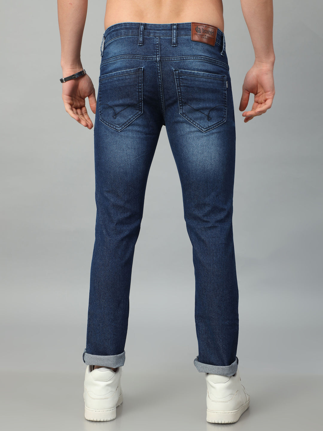 Dark Blue Solid Slim Fit Jeans Jeans Bushirt   