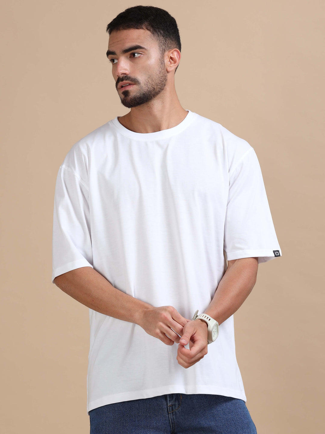 White Oversize Solid T-Shirt Oversize T-Shirt Bushirt