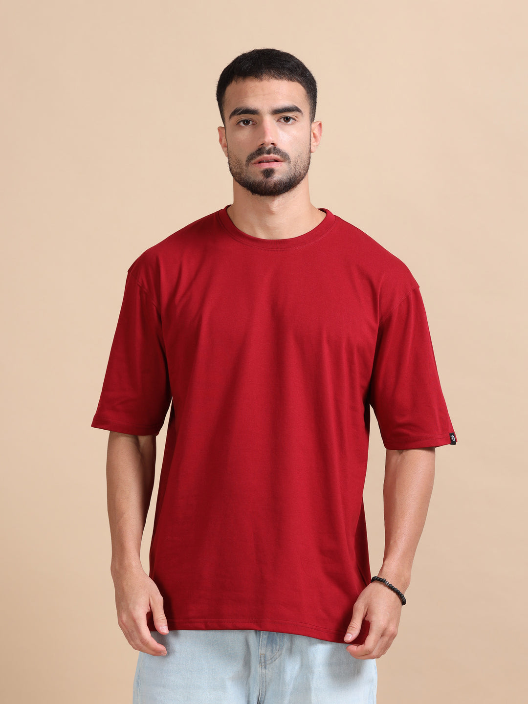 Maroon Oversize Solid T-Shirt Oversize T-Shirt Bushirt