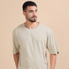 Beige Oversize Solid T-Shirt Oversize T-Shirt Bushirt