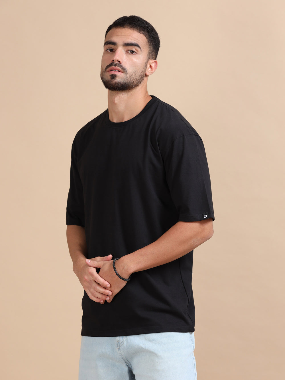 Black Oversize Solid T-Shirt Oversize T-Shirt Bushirt