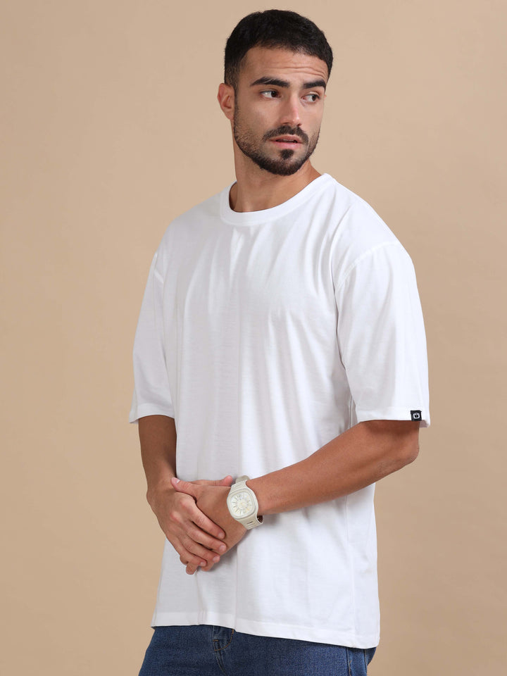 White Oversize Solid T-Shirt Oversize T-Shirt Bushirt