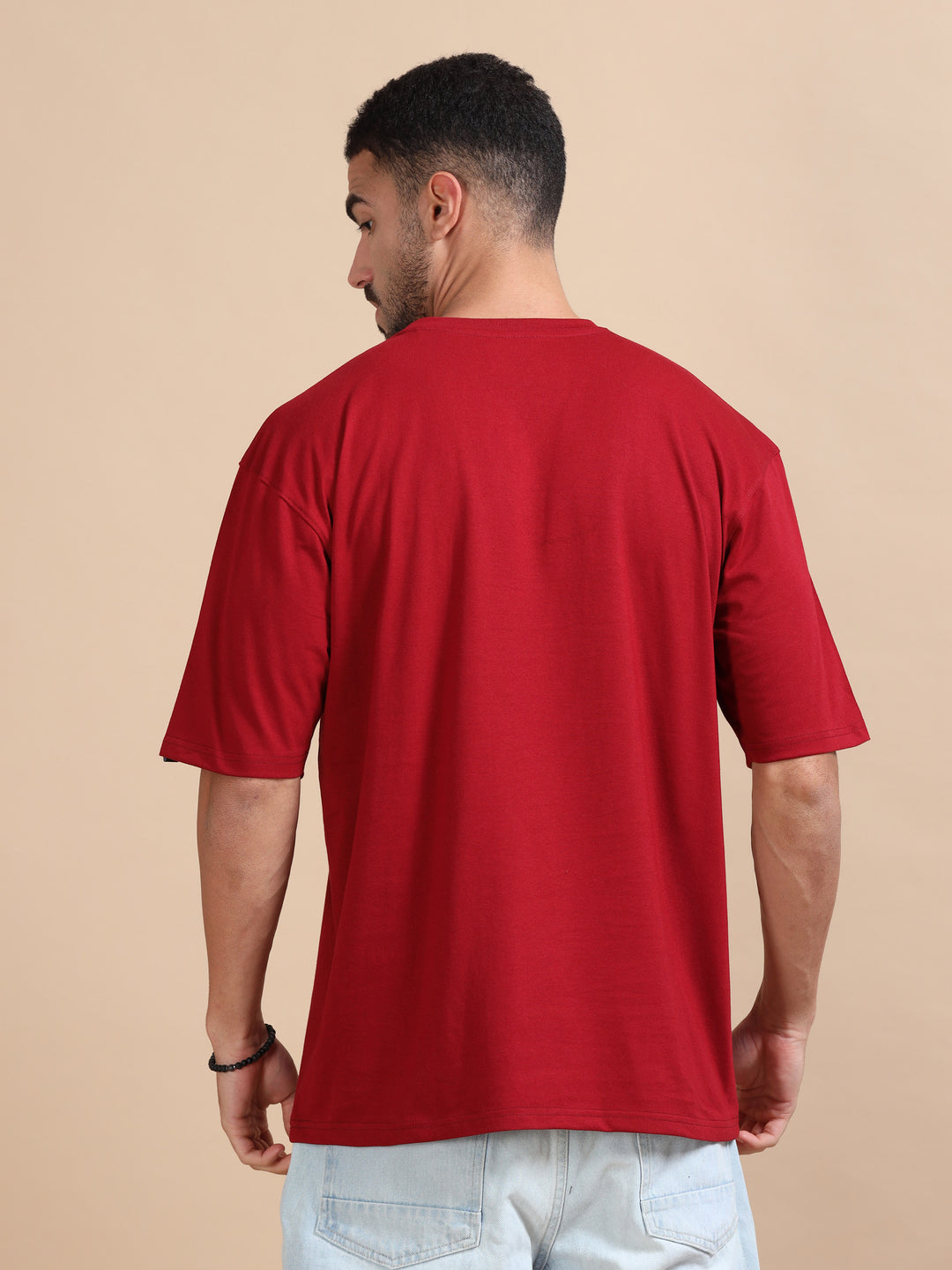 Maroon Oversize Solid T-Shirt Oversize T-Shirt Bushirt