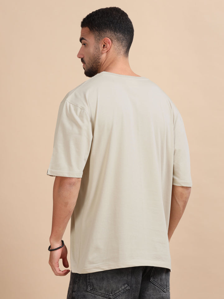 Beige Oversize Solid T-Shirt Oversize T-Shirt Bushirt