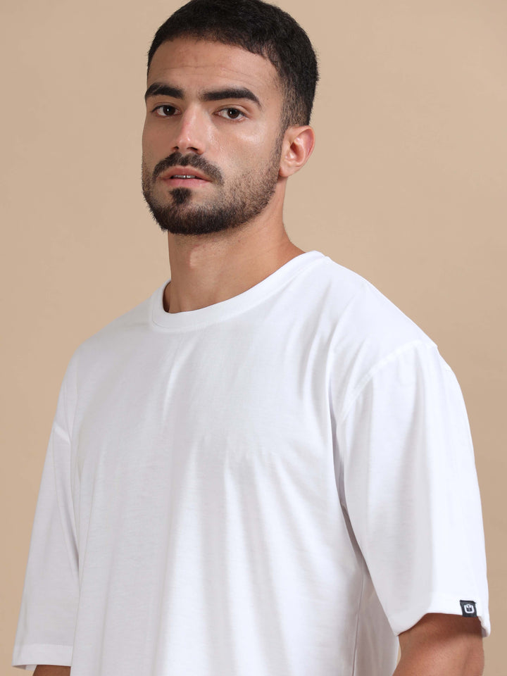 White Oversize Solid T-Shirt Oversize T-Shirt Bushirt