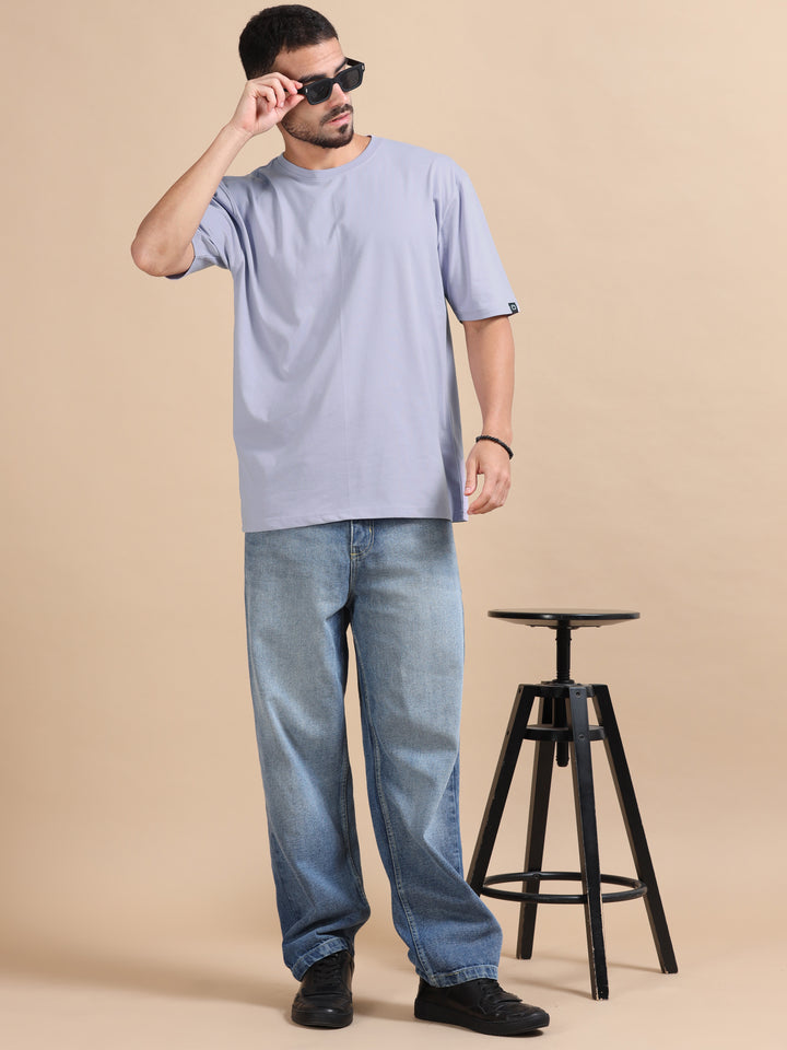 Lilac Oversize Solid T-Shirt Oversize T-Shirt Bushirt