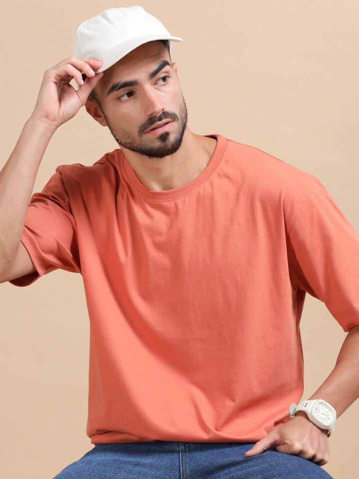 Rust Oversize Solid T-Shirt Oversize T-Shirt Bushirt