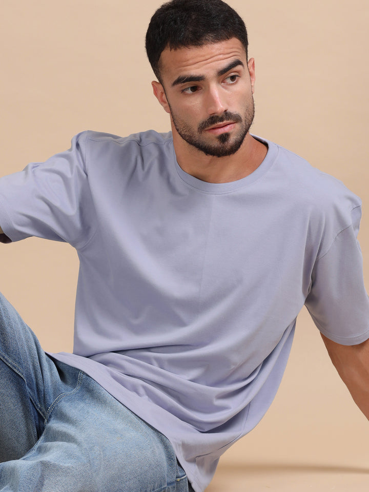 Lilac Oversize Solid T-Shirt Oversize T-Shirt Bushirt