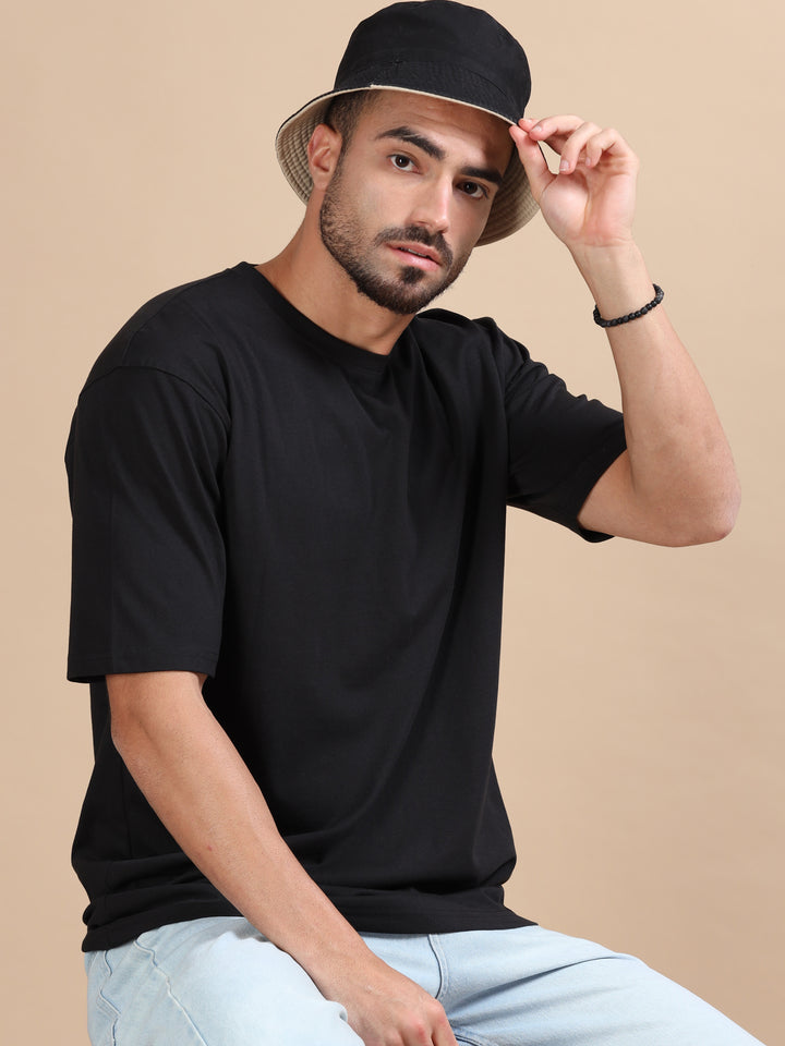 Black Oversize Solid T-Shirt Oversize T-Shirt Bushirt