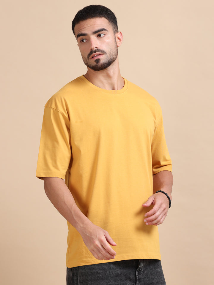Mustard Oversize Solid T-Shirt Oversize T-Shirt Bushirt
