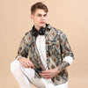 Ash Brown Oversized Printed Shackets Shackets Bushirt   