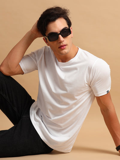 Easy Essential White Solid T-Shirt Classic Tees Bushirt