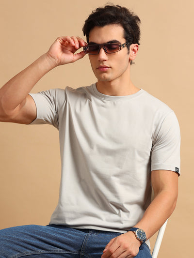 Easy Essential Pastel Grey Solid T-Shirt Classic Tees Bushirt