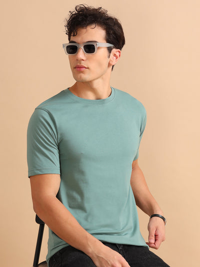 Easy Essential Russian Green Solid T-Shirt Classic Tees Bushirt