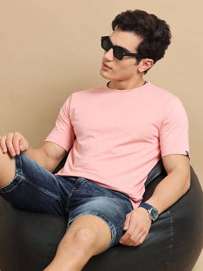 Easy Essential Coral Pink Solid T-Shirt Classic Tees Bushirt