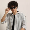 White Regular Fit Striped Shirt Info Stripes Shirt Bushirt