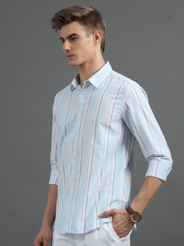 Blue Striped Shirt Stripes Shirt Bushirt   