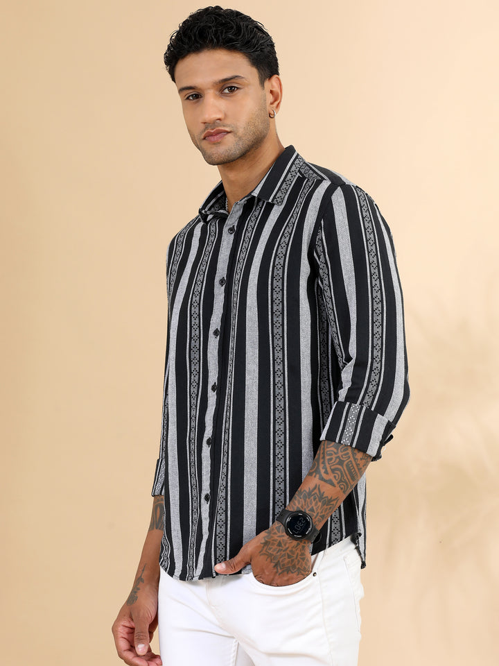 Black Strips Shirt Stripes Shirt Bushirt