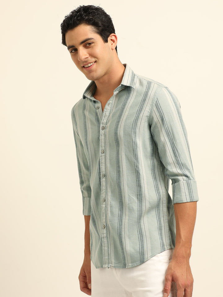 Light Blue Strips Shirt Stripes Shirt Bushirt