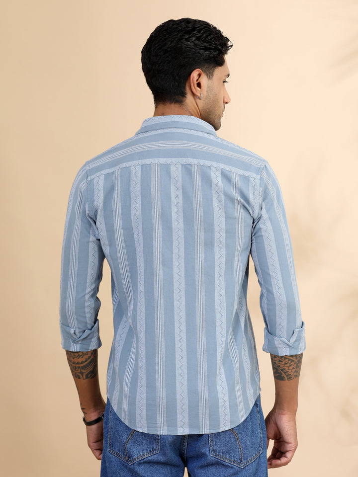 Spruce Blue Strips Shirt Stripes Shirt Bushirt