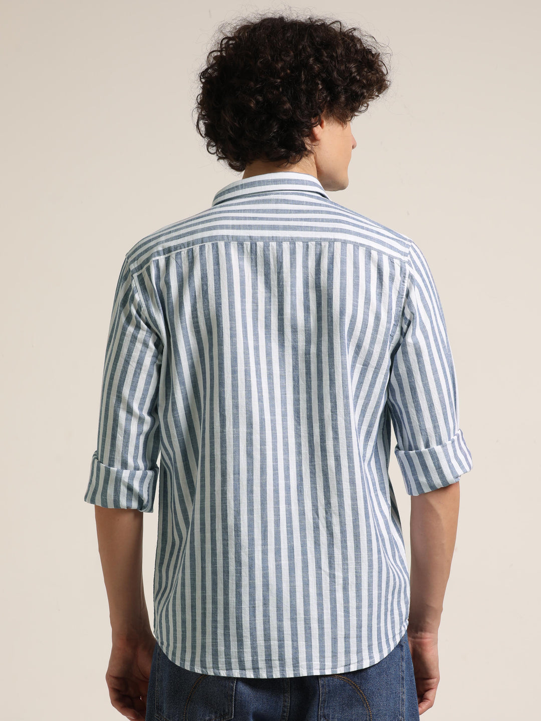 Blue Regular Fit Striped Shirt Info Stripes Shirt Bushirt