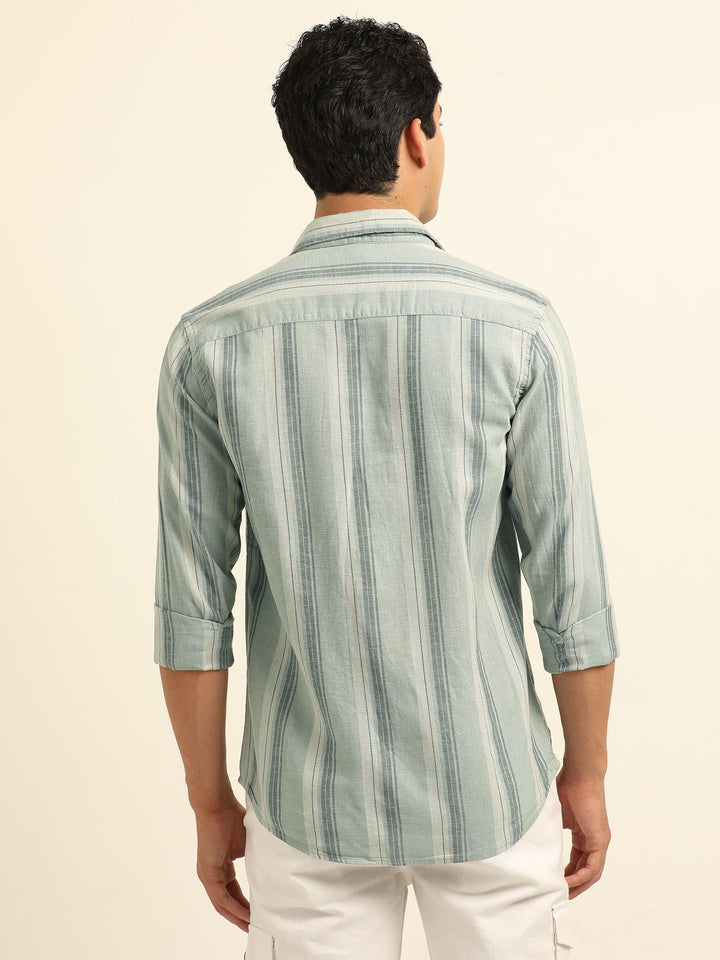 Light Blue Strips Shirt Stripes Shirt Bushirt