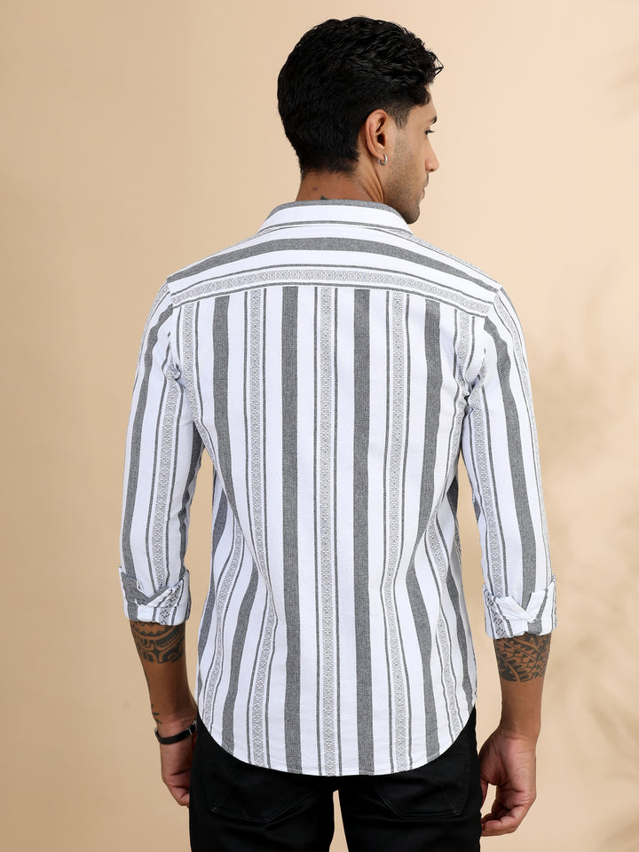 White Strips Shirt Stripes Shirt Bushirt