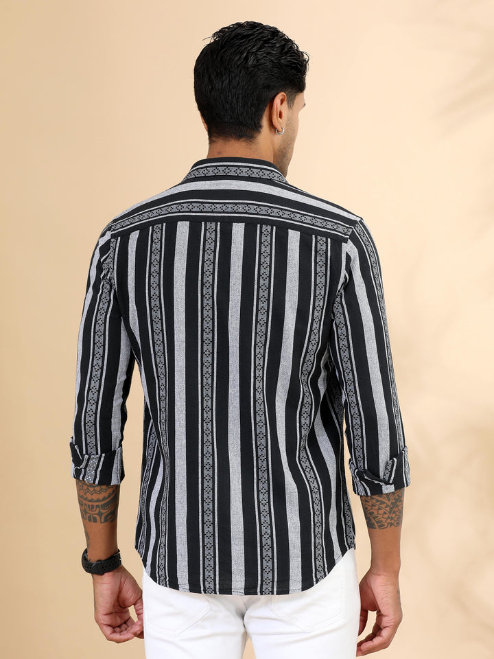 Black Strips Shirt Stripes Shirt Bushirt