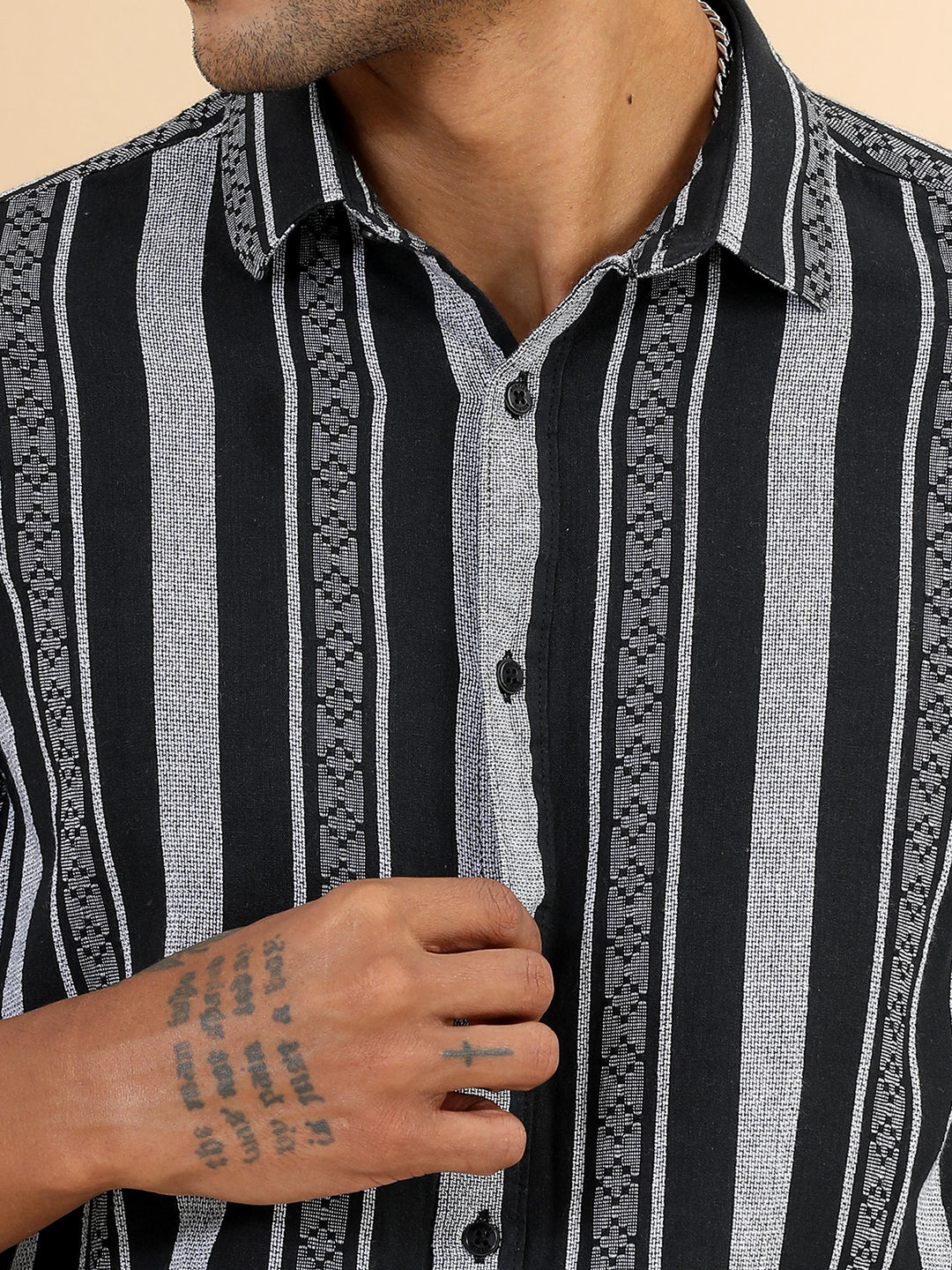Black Strips Shirt Stripes Shirt Bushirt
