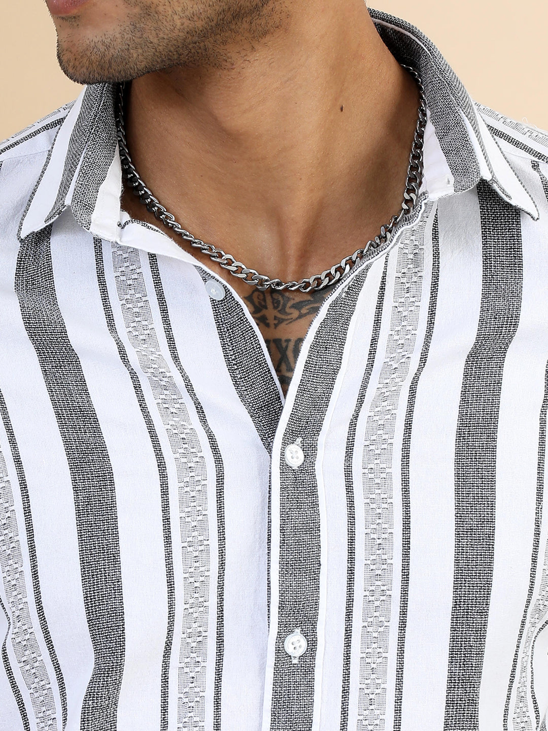 White Strips Shirt Stripes Shirt Bushirt