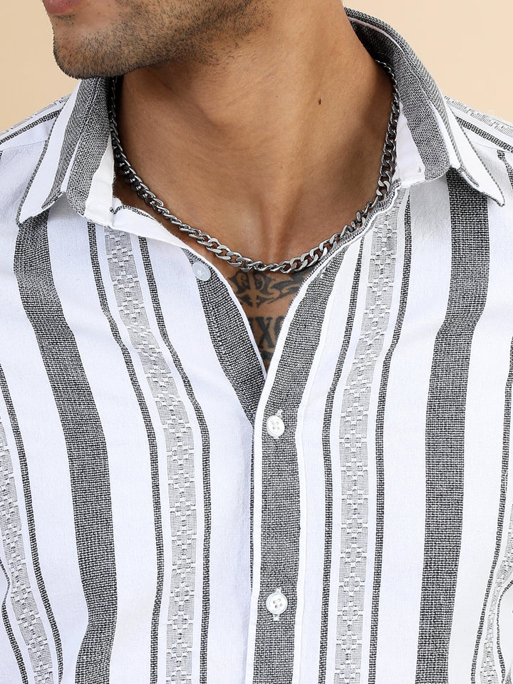 White Strips Shirt Stripes Shirt Bushirt