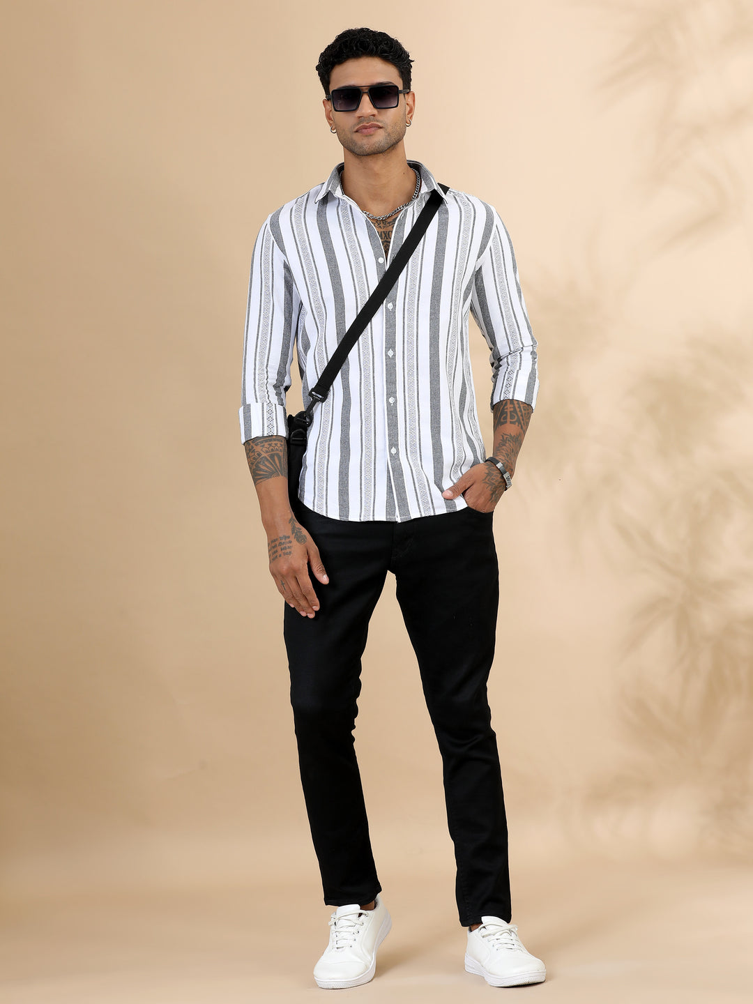 White Strips Shirt Stripes Shirt Bushirt