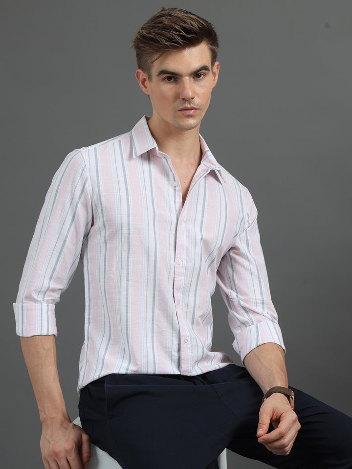 Pink Stripes Shirt Stripes Shirt Bushirt   