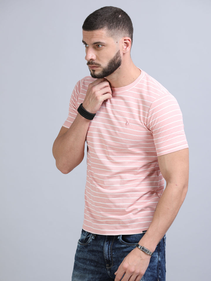 Pink Strips T-Shirt Plain T-Shirts Bushirt   