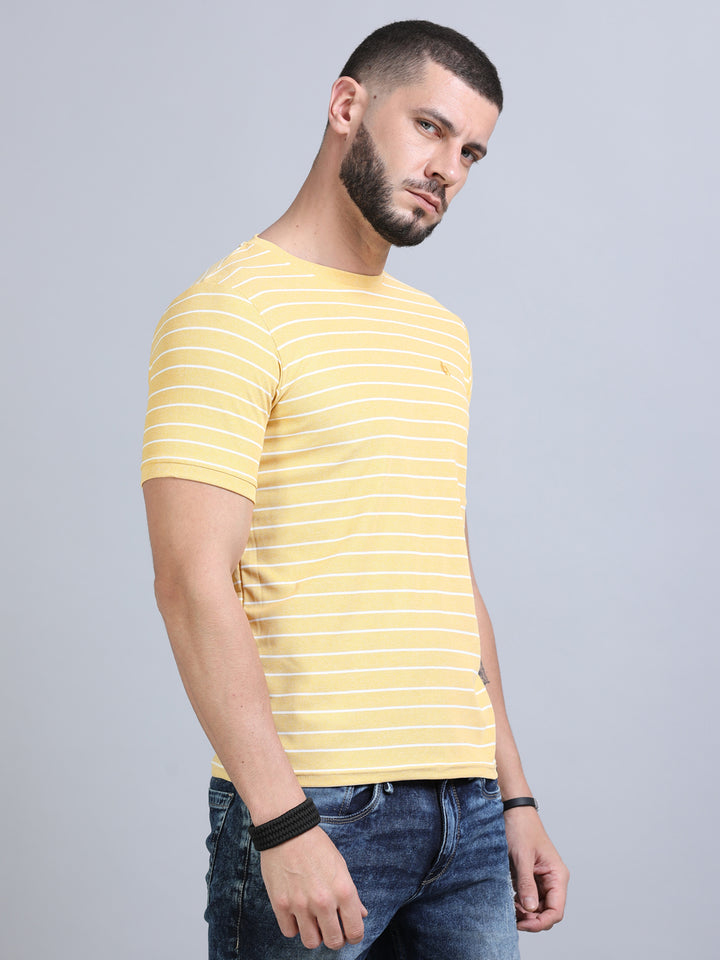 Daisy Yellow Strips T-Shirt Plain T-Shirts Bushirt   