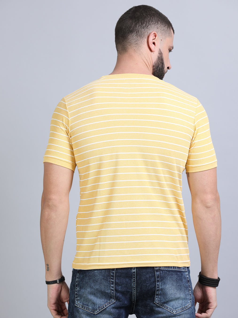 Daisy Yellow Strips T-Shirt Plain T-Shirts Bushirt   