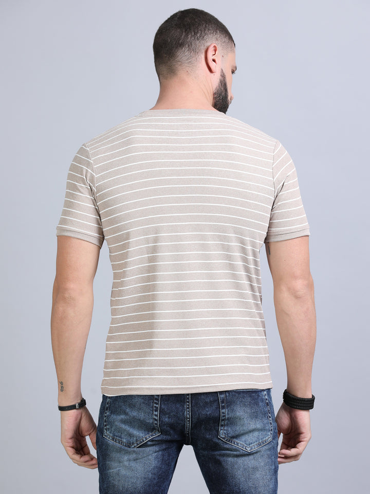 Wood Brown Strips T-Shirt Plain T-Shirts Bushirt   